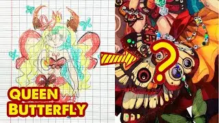 Drawing Red Butterfly Goddess from Old Painting | Huta Chan Studio