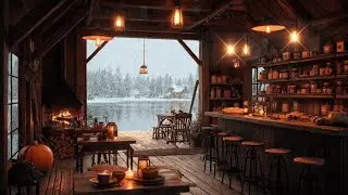 Uplifting Bossa Nova Jazz at a Snowy Lakeside Beach Cafe for Work and Study 4
