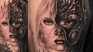 Mujer biomecanica cover up , tatuaje completo