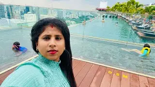 Marina Bay  sands skypark infinity pool night view, Singapore 🇸🇬