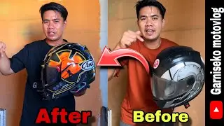 Modifikasi helm Yamaha full face old jadi ala ala arai lowbutget dana pelajar‼️helm cargloss old