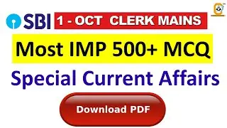 Most Imp 500+ Current Affairs MCQ for SBI CLERK 2021 MAINS - Download Free PDF