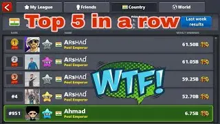 Omg! Arshad is on fire | top 5 in a row | 8ball pool