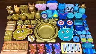 PEPPA PIG GOLD vs BLUE !! Mixing STORE BOUGHT Slime with Many Things  Satisfying Slime, ASMR Slime !