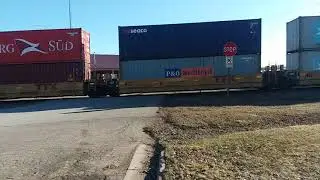 CN Northbound Intermodal Train w/ Safety Inspection Box Car 3/12/21 Owen, WI