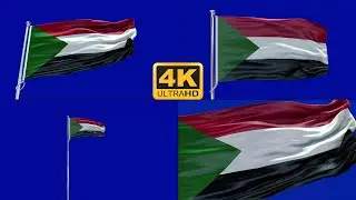 Sudan flag blue screen 4k