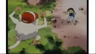 Mankey steals ash's cap.