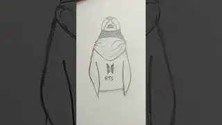 BTS word pencil sketch ll back pose girl pencil sketch with bts word