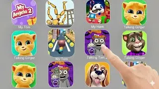 My talking tom, my talking angela, talking tom, talking angela, talking hunt, mini games, lets play