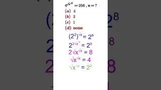Find the value of x from the equation 4^sqrt(x)^sqrt(x)=256 #maths #algebra
