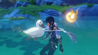 [Genshin Impact] Just Kaeya swimming with a duck for a bit