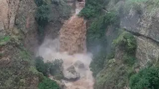 River in Spain's Malaga province swells after heavy rains