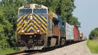 Railfanning Erie, MI &mdash; NS Geometry Train, CN M383 with a cracked lashup