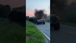 Rowdy 2 Gen Cummins does nasty burnout on backroads #media #viral #fyp #cummins #backroads #burnout