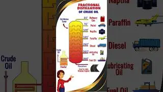 Fractional Distillation of Crude Oil🛢️| #shortvideo #crudeoil #distillation #distillationofcrudeoil
