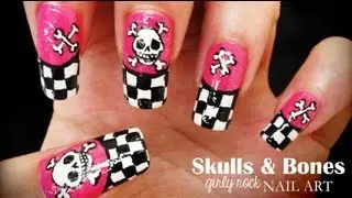 Skulls & Bones Girly Rock nail art