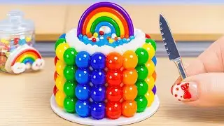Making Miniature Rainbow Jelly Cake 🌈Relaxing DIY Rainbow Cake ASMR | Miniature Sweets