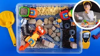 Lucru manual || Cutie senzoriala santier in lucru | Construction Site Sensory Bin | Activitati copii