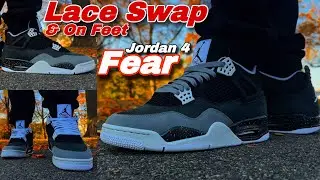 Jordan 4 Fear (2024) Lace Swap + On Feet