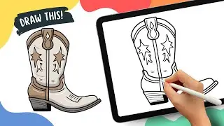 Rodeo Toe Cowboy Western Boots &ndash; Easy Cartoon Drawing Tutorial