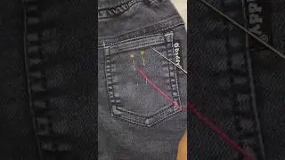 cute butterfly embroidery on jeans pocket #embroidery #handwork #handembroidery #diy #art #shorts