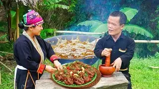 Quail Hunting and Fried Quail Cooking by Dwarf Family | Rural Mukbang Life