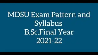 #MDSU Exam Pattern B.Sc. Final Year 2021  in hindi