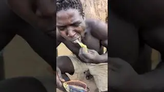 This is incredible delicious Soup Hadza boy having for breakfast#hadzabetribe#villagelife#africa#usa
