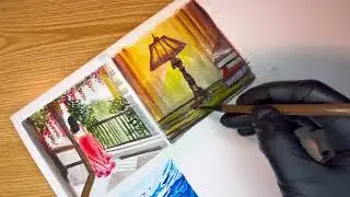 How to paint a cozy night scene | Easy night lamp painting 