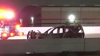 Police Car Burnt To A Crisp In Crash | Pasadena