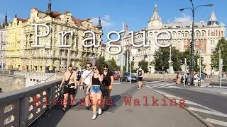 Prague Riverside Evening Walking Tour 4k | Prague | Czech Republic 🇨🇿