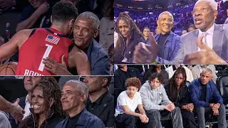 Barack obama and wife Michelle Obama are courtside for NBA All-Star ⭐️