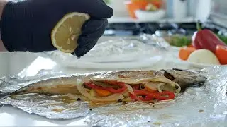 Baked Fish In Foil With Vegetables and Lemon