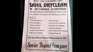 All Drycleaning Services available &Free Home Delivery pickup service l  Sahil dry Cleaners.