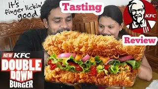 KFC Double Down Burger Tasting & Review - Chicken Feast -- - Bulbu - Sara & Sri - Sara & Sri