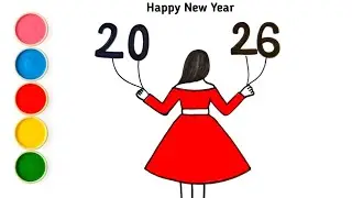 2026 Drawing for kids | Happy new year drawing | new year drawing 2026 easy | new year card making 
