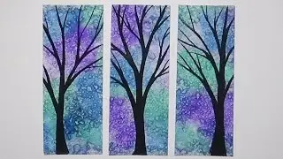 Watercolour Bookmarks - Painted Trees - Salted Background