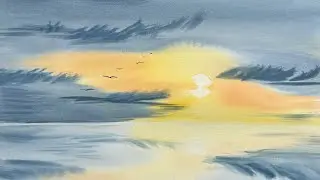 Paint Simple SUNSET REFLECTIONS, Loose WATERCOLOUR Landscape Seascape PAINTING Watercolor Techniques