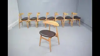 Set of 8 model CH33 dining chairs by Hans Wegner