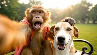 Monkey with Street Dog 🐶 | Funny & Cute Moment ❤️