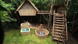 Survival Girl, Building a Private Mini Village on Treehouse in Jungle Quiet