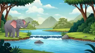 Elephant Drinking Water 🐘💦 | الفيل يشرب الماء في النهر | Arabic Kids Song