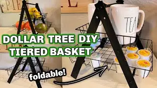 DIY Dollar Tree Farmhouse Tiered Wire Basket | Michaels Dupe