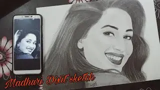 How To Draw Madhuri Dixit sketch with very simple method / madhuri Dixit Drawing Pencil Sketch