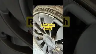 Curb rash tesla get this driver out #road #automobile #tesla