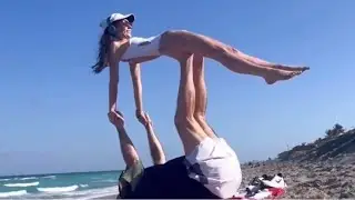 Bill Belichick & young girlfriend Jordon Hudson Do Pilates on Beach