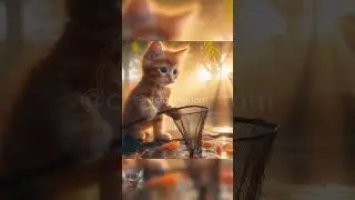 the orange cat and the water treasure #funnyshorts #cat #ai #trending #catkingdom
