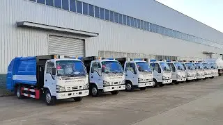 10 units Isuzu 600P NKR trash compactor truck testing in factory