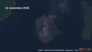 Le volcan Anak Krakatoa, vu depuis l'espace le 29 d&eacute;cembre 2018