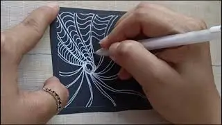 Zentangle -Black Tile pattern #doodlepatterns #mandaladesign  #zentanglepatterns #zentangledoodle